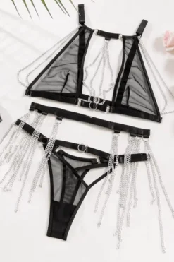 3tlg. Lingerie Ketten Set