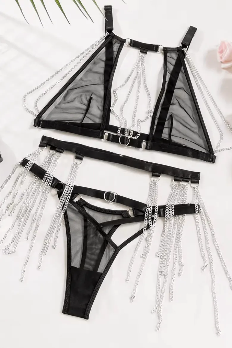 3tlg. Lingerie Ketten Set