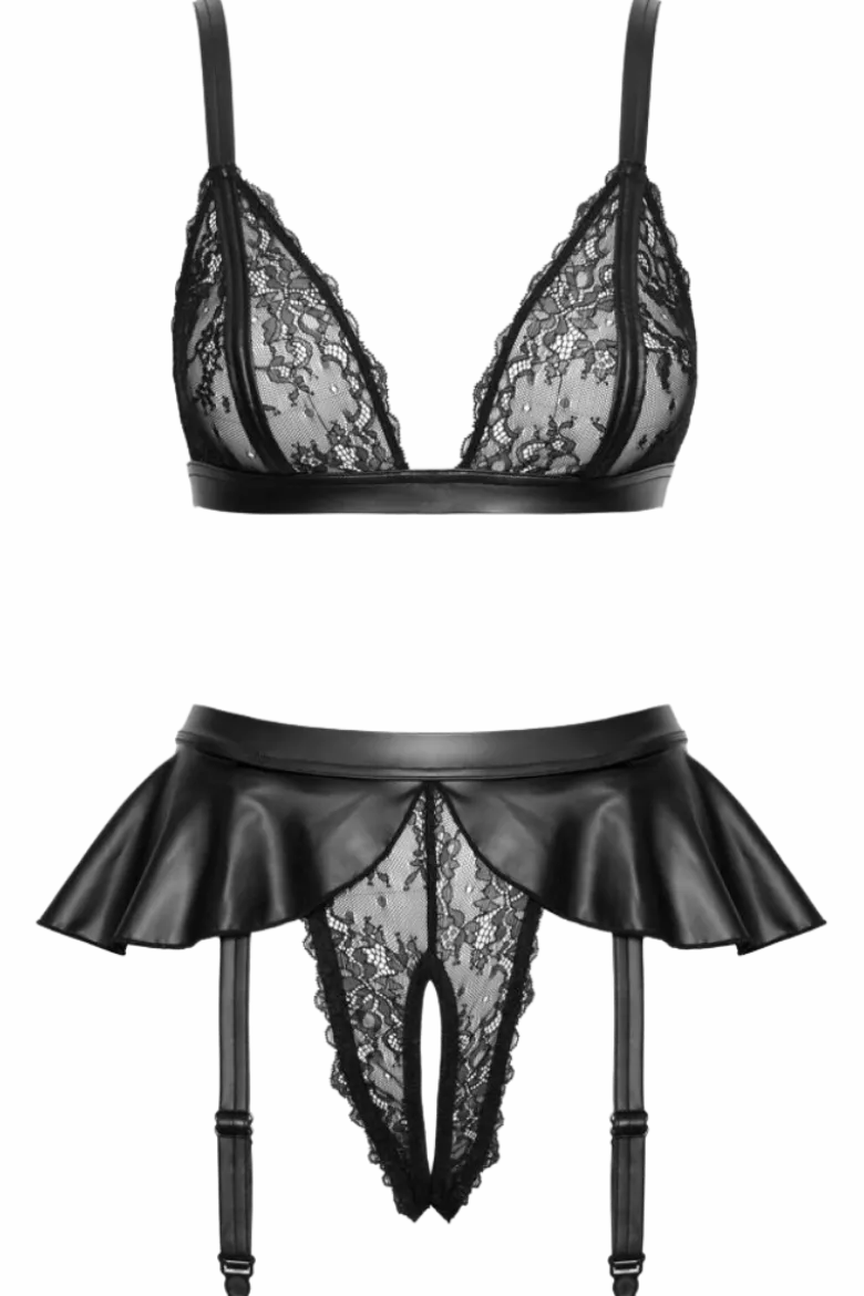 2tlg. Lingerie Set schwarz ouvert