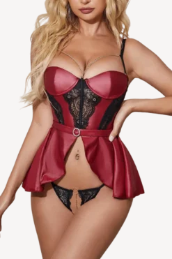 2tlg. Lingerie Set schwarz/rot