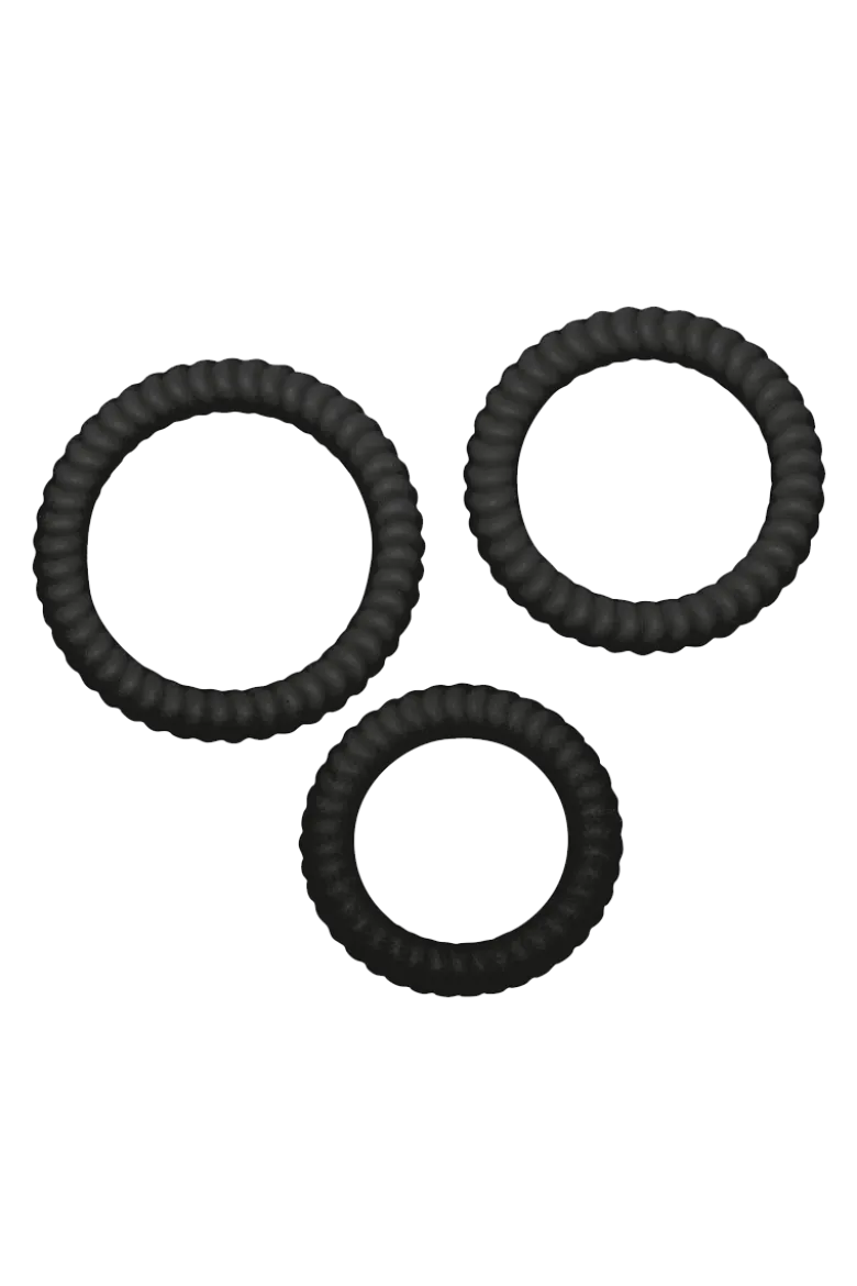 3tlg. Penisring-Set mit Rillen - Ø 2,6/3/3,5cm