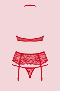 3tlg. rotes Dessous Set