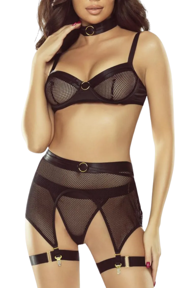 5tlg. schwarzes BH-Netz Set