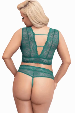 2tlg. Set aus Spitze Plus Size türkis