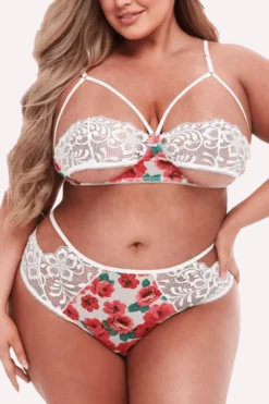 2tlg. Set mit Blumenmuster Plus Size