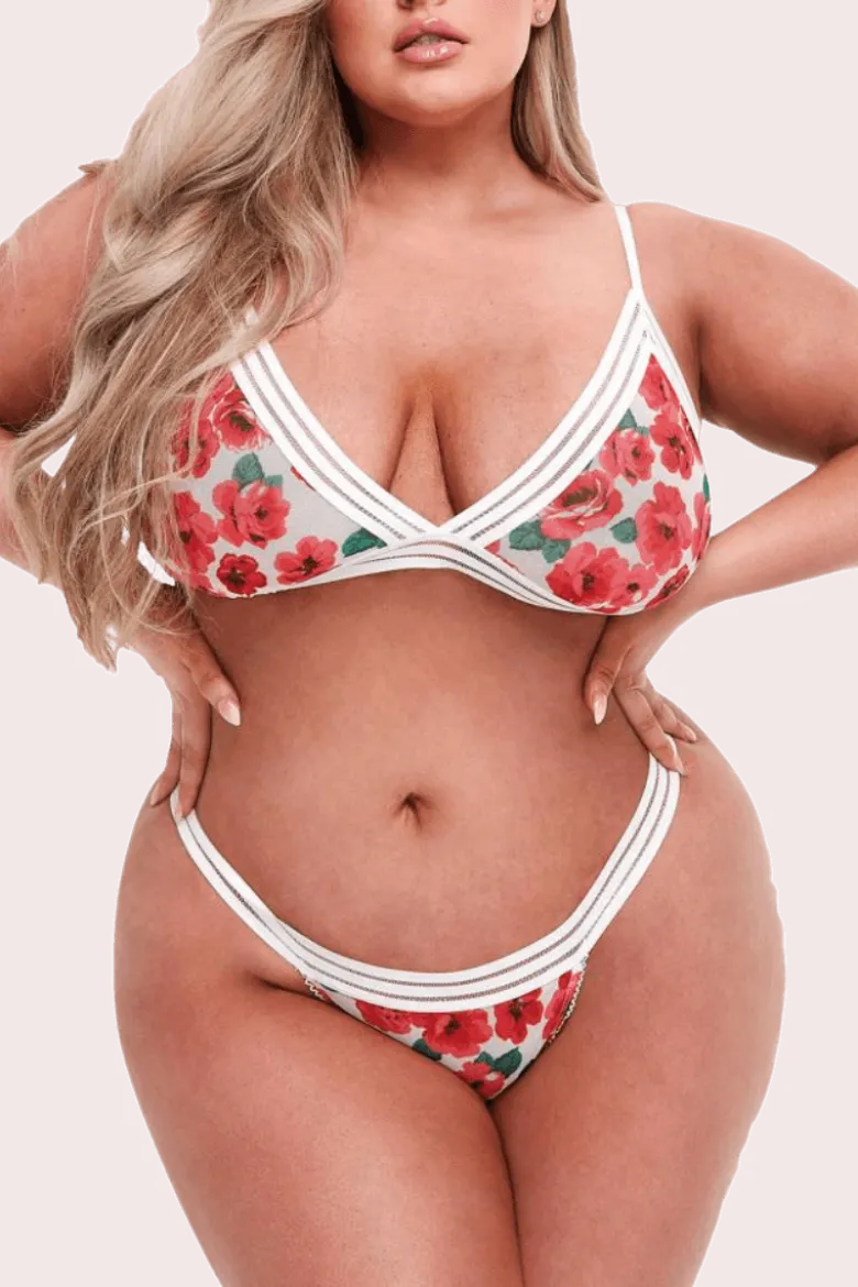 2tlg. Set mit floralem Muster Plus Size