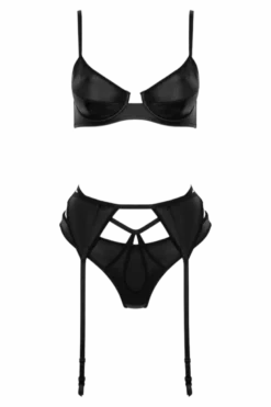 3tlg. Set Wetlook schwarz
