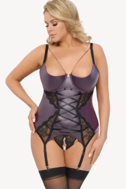 2tlg Strapshemd-Set lila/schwarz