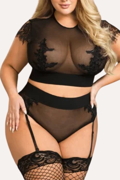 2tlg. Straps-Set schwarz transparent Plus Size