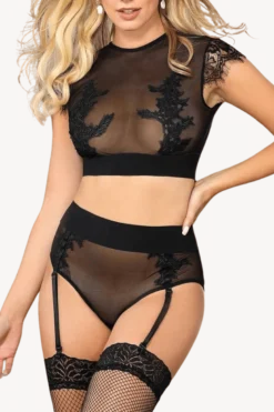 2tlg. Straps-Set schwarz transparent