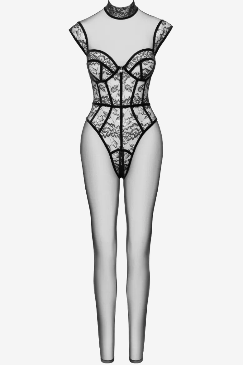 Transparenter Overall schwarz