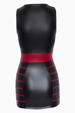 Wetlook Kleid matt mit roten Details