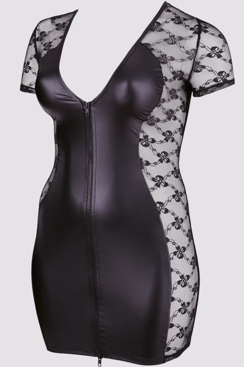 Wetlook Kleid mit Spitze Plus Size