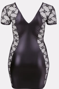 Wetlook Kleid mit Spitze Plus Size