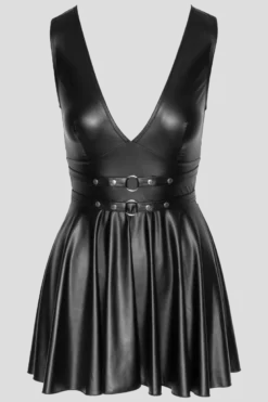 Wetlook Kleid mit Taillengürtel