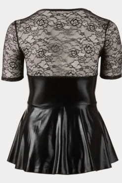 Wetlook Minikleid mit Spitze Plus Size
