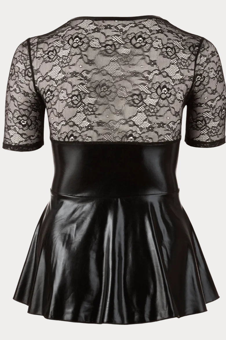 Wetlook Minikleid mit Spitze Plus Size