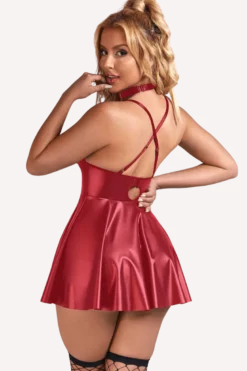 Wetlook Minikleid rot