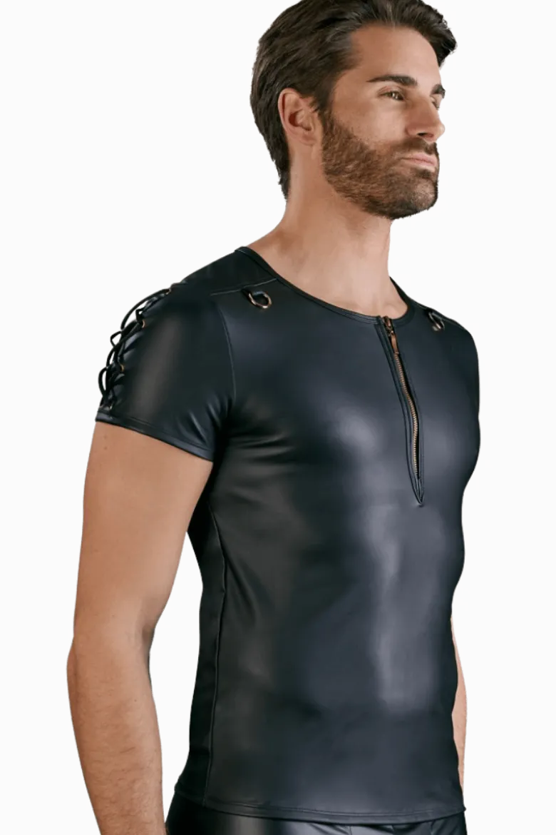Wetlook Shirt mit Reißverschluss
