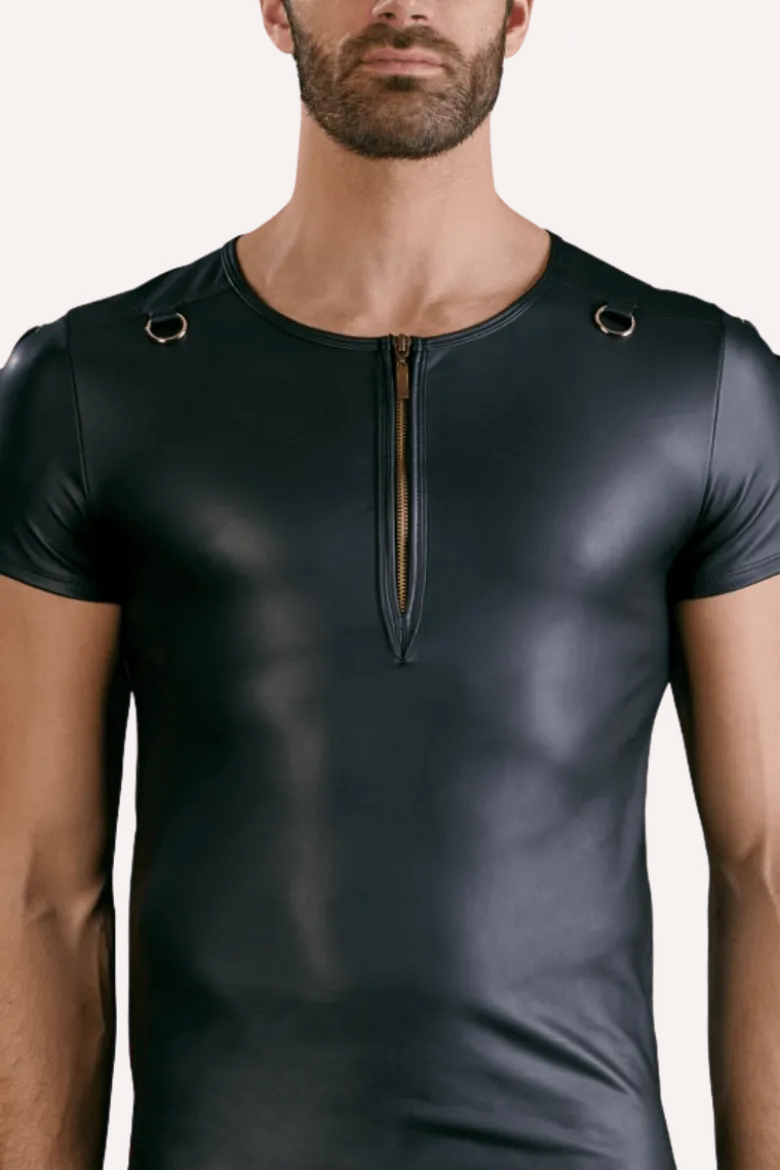 Wetlook Shirt mit Reißverschluss