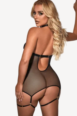 Wetlook Strapskleid schwarz