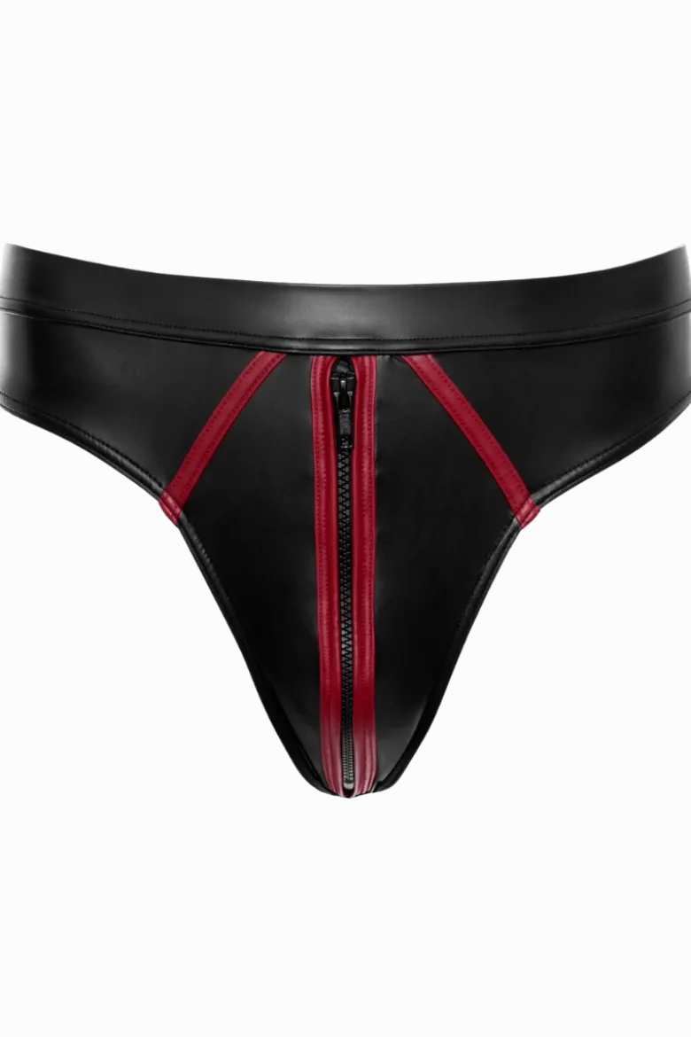 Wetlook-String schwarz rot