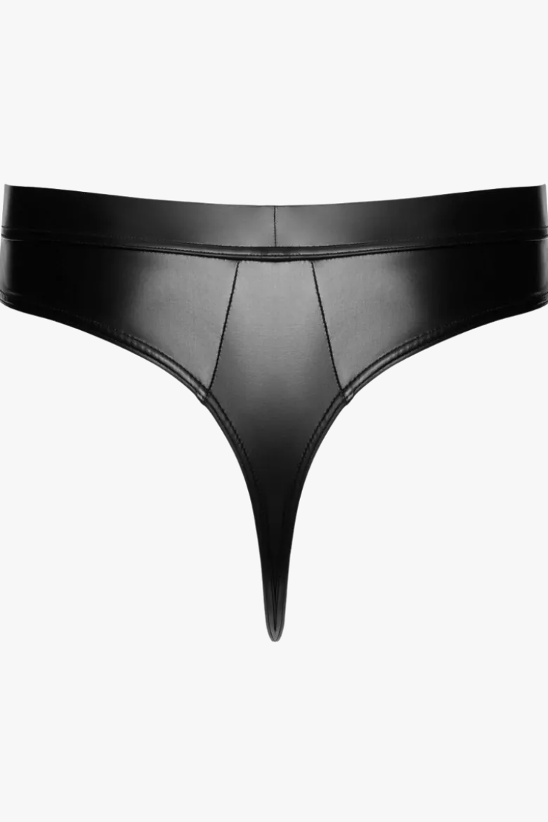 Wetlook-String schwarz rot